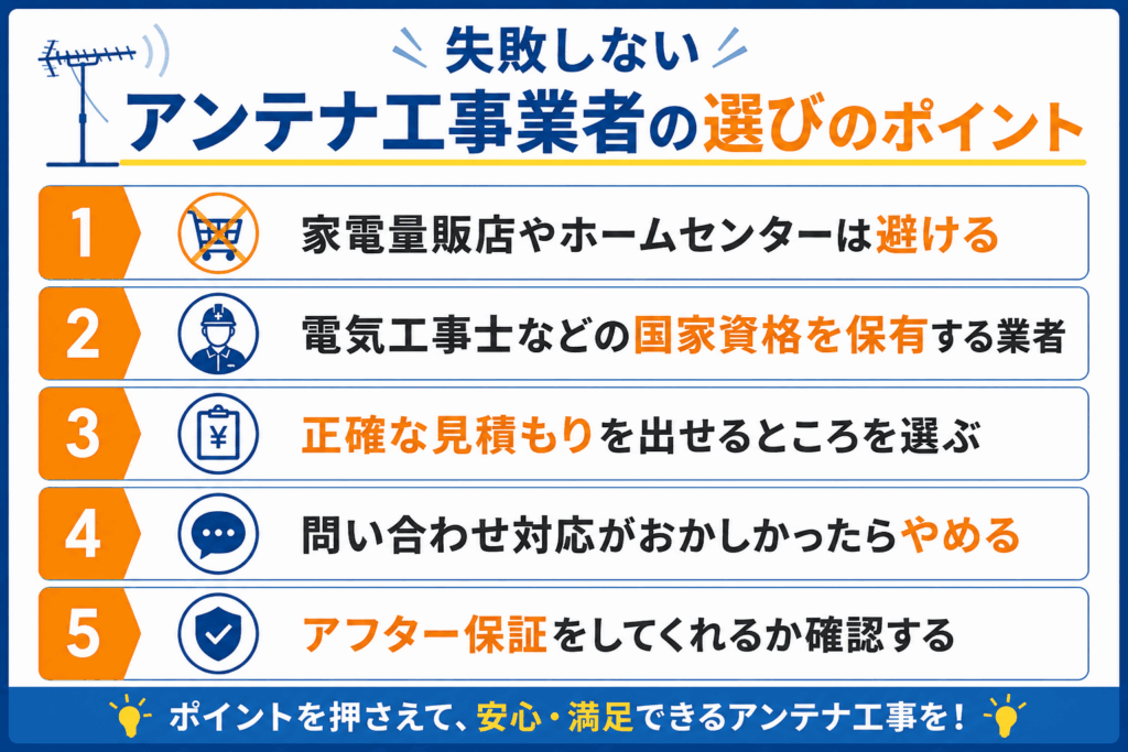 アンテナ工事業者の選び方