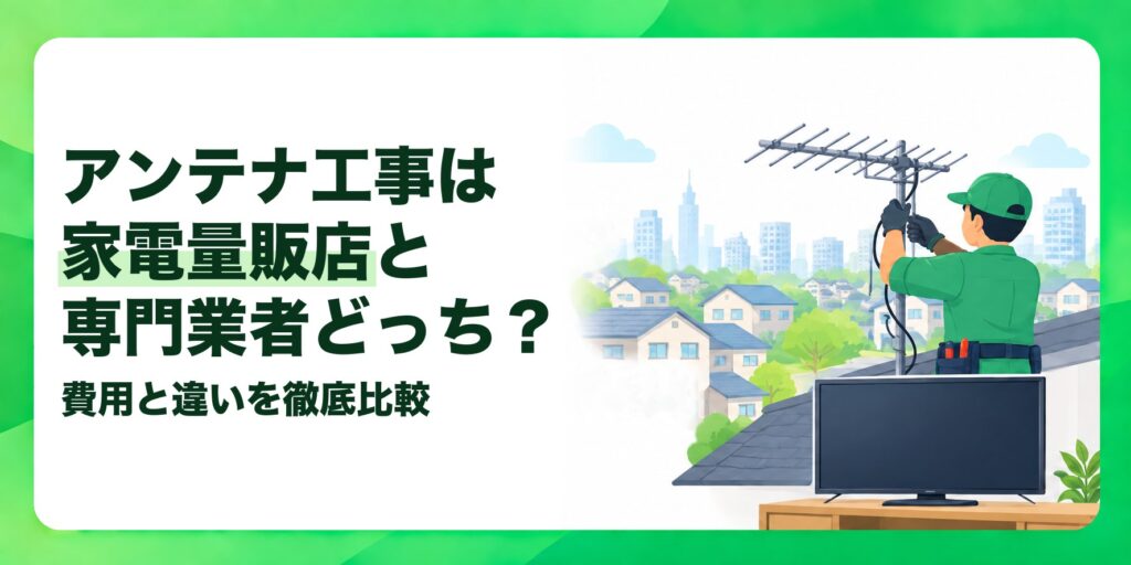 アンテナ工事は家電量販店と専門業者どっち？ 費用と違いを徹底比較